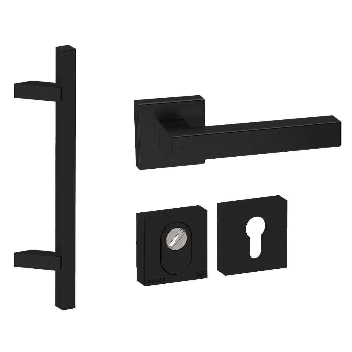 N1902857 VOORDEURSET VIERKANT MET TORONTO SCHUIN PUURZWART