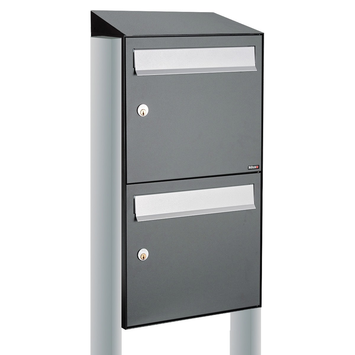 Brievenbus systeem flow Brievenbus Flow 2-hoog met dak op statief antraciet