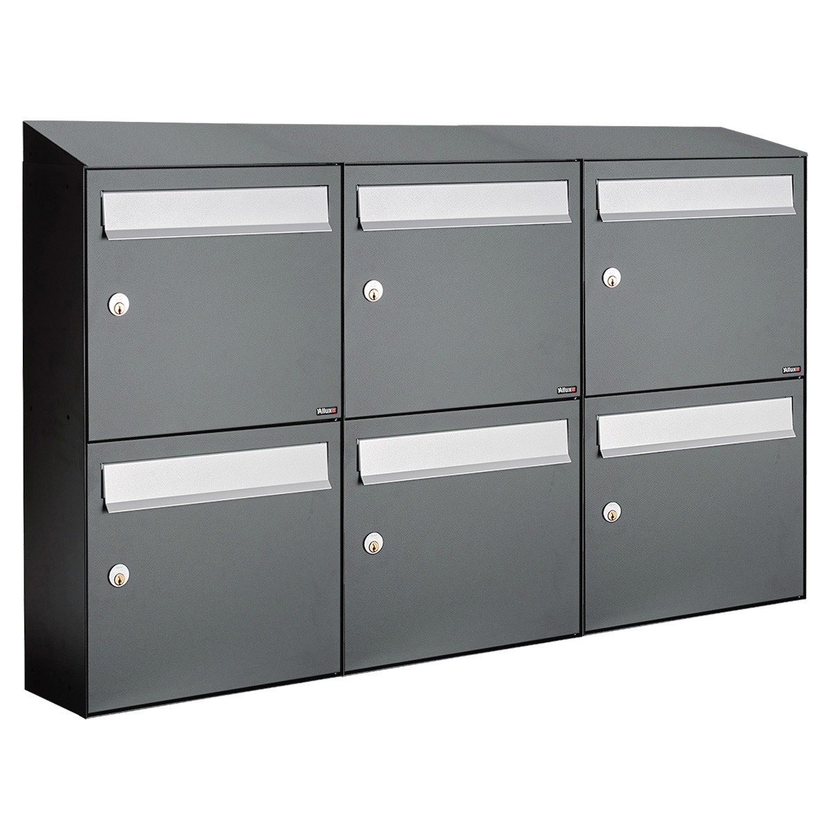 BRIEVENBUSSYSTEEM FLOW Brievenbus Flow 3-breed, 2-hoog met dak antraciet