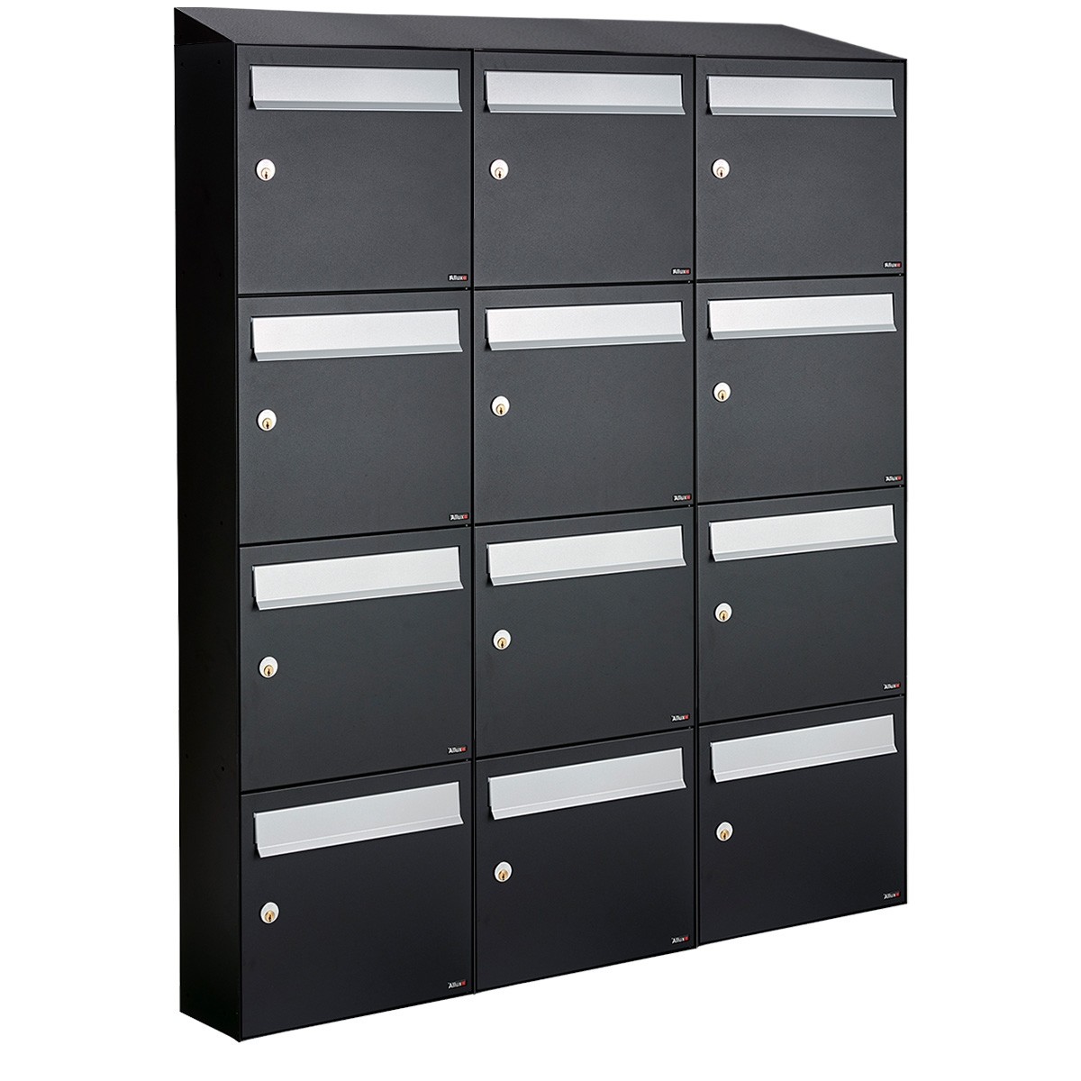 BRIEVENBUSSYSTEEM FLOW Brievenbus Flow 3-breed, 4-hoog met dak zwart