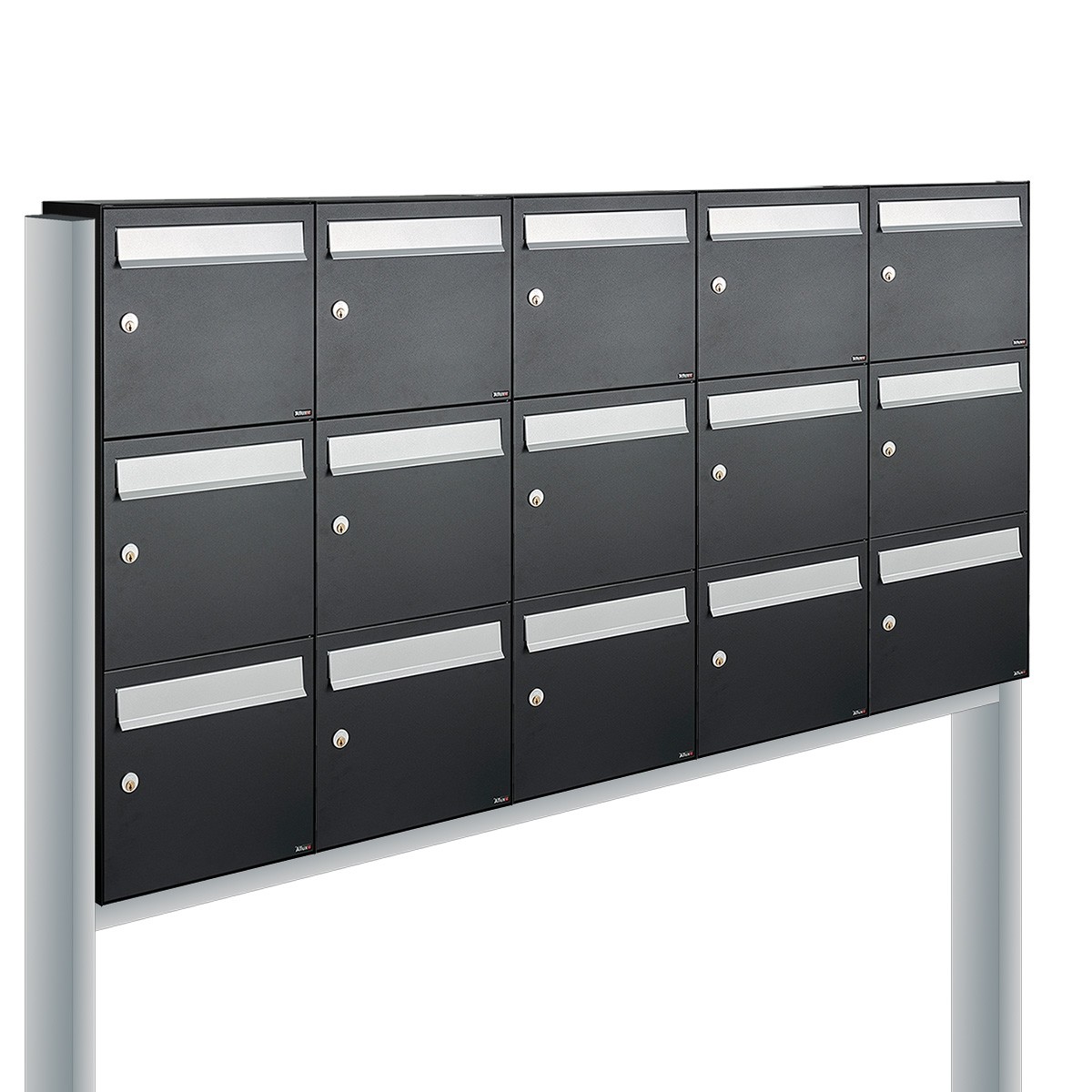 BRIEVENBUSSYSTEEM FLOW Brievenbus Flow 5-breed, 3-hoog op statief zwart