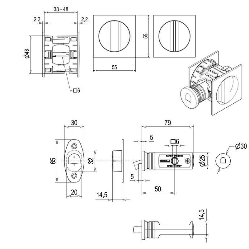 Schuifdeurslot zwart vierkant Schuifdeurslot zwart vierkant