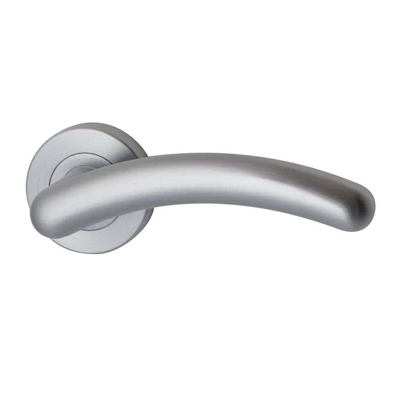 Deurkruk Milano Mat Chroom Deurkruk Milano rond rozet Nika mat chroom